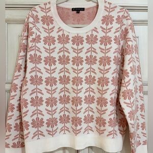 PRELOVED SZ XL Adrianna Papell Pink and White Floral Sweater